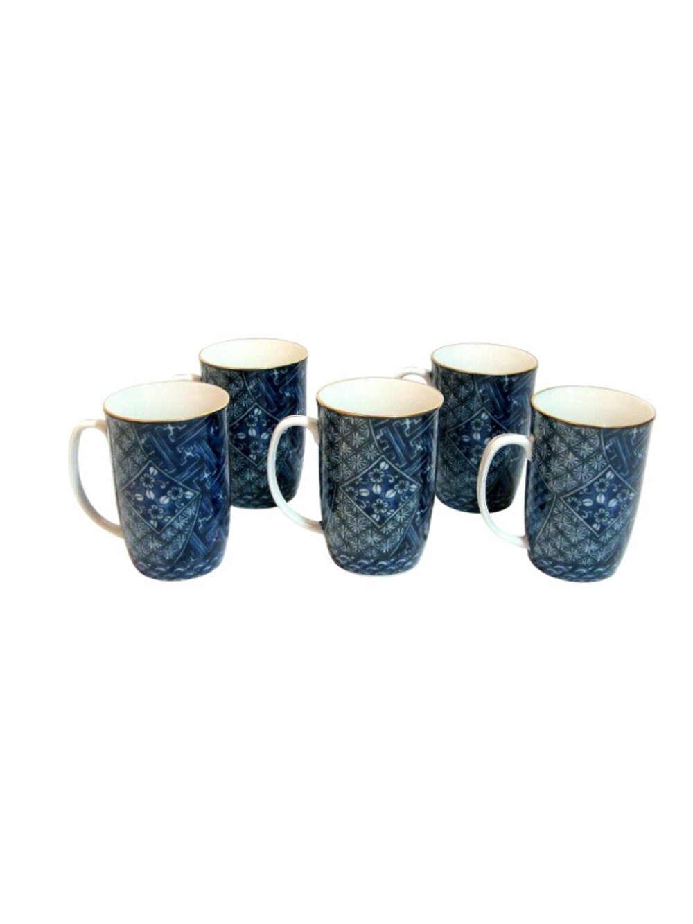 Takahashi Mugs Kimono Blue and White Set of Five - Picture 2 of 7